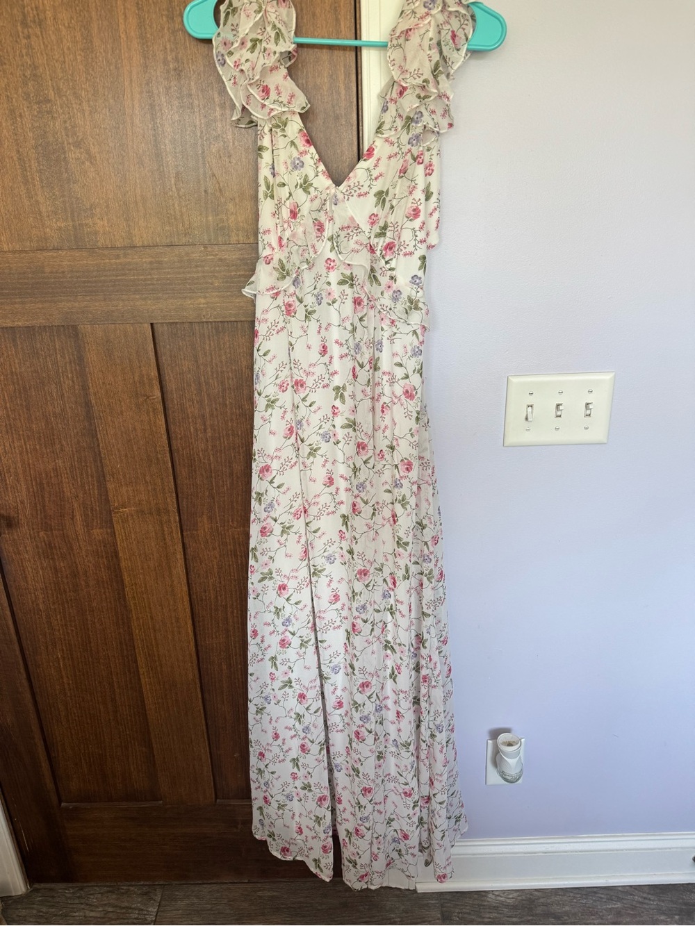 Floral Ruffle Maxi Dress - Pink & Cream - Picture 2 of 2